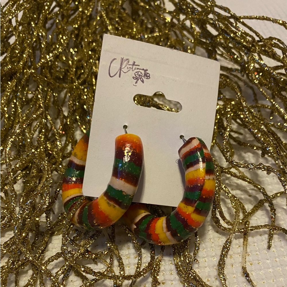 Kristen Multicolor Striped Hoop Earrings